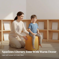 Curved-Shaped shelving unit Sofa Built-in Storage kids' literacy corner for Daycare Center