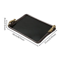 Tray with Leopard Handles Rectangular Decorative Mirror Tray Gold for Coffee Table, Entryway Console, Dresser