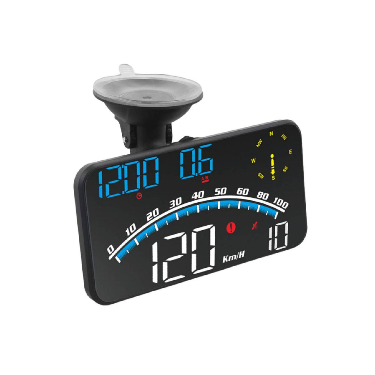 Car Head-up Display Black ABS Suction-Mount HUD Car Head-up Display Rounded Corners HUD Speedometer Slim Profile