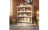 Heavy-Duty Multi-Tier Utility Shelf Large Capacity Adjustable Metal Storage Rack Tool-Effortless Assembly Freestanding Organizer Rack Carbon Steel Construction for Warehouse, Kitchen, Balcony, Laundry Room