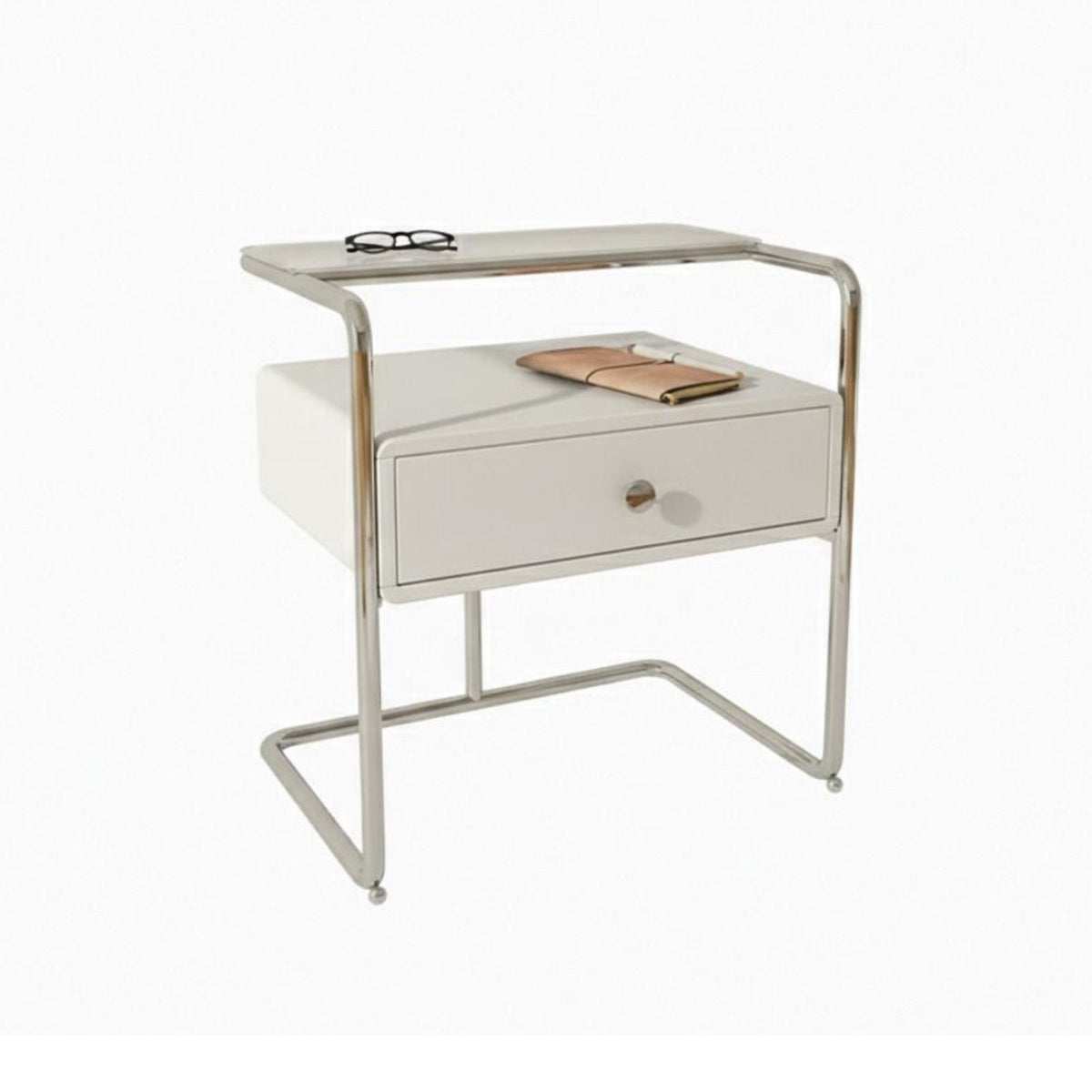 3-Tier Glass Accent Table Modern Design Nightstand Multi-Functional for Students