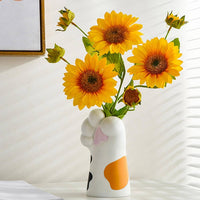 2 Pieces Feline Paw Vase Gift Idea Feline Claw Vase Easy to Clean for Office