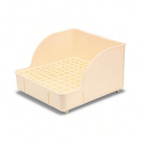Rabbit Litter Tray with Grid High-Back Litter Box with Grid Low-Front for Cages