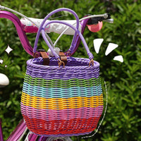 Wicker Bike Basket Rainbow Front Bike Basket for Young Children, Tricycles