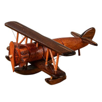 Wooden Biplane Model Nostalgic Wooden Airplane Ornament Unique for Office Desk