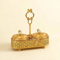 2 Pieces Condiment Jars with Lids and Spoons Golden for Kitchen Countertop