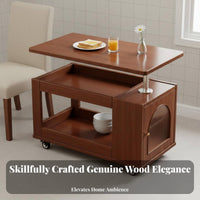 Height-Adjustable Lift-Top Rolling End Table Mobile Design Rolling C-Table Space-Saving Household Furniture Multi-Functional for Small Apartment Dwellers, Home Workers, Students, Living Room, Bedroom