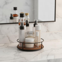 Rotating Condiment Tray 360-Degree Rotation Rotating Tray Organizer Black Metal