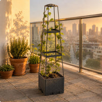 Planter with Trellis Decorative Top Climbing Planter Box Dark Gray for Courtyard