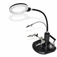1 Piece Soldering Helping Hands Tool Featuring Magnifying Lamp LED Light Heavy Base Adjustable Arms and Secure Clamps Suitable for Hands-free Electronics Repair Desktop Inspection