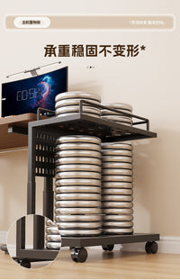 Multi-Layer Mobile Computer Tower Stand with Wheels, Floor-Standing Metal Cart for Desk or Home Office