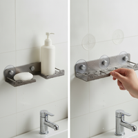 Suction Cup Bathroom Shelf for Vanity and Sink, Wall-Mounted No-Drill Storage Rack