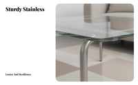 Clear Glass Surface Metal Frame Table Modernist Design Movement Cylindrical Frame Glass Table Minimalist Design Modern Look