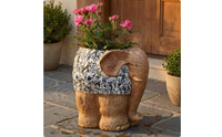 Hand Painted Elephant Planter Floral Pattern Decorative Elephant Planter Stone Like Finish House Decoration