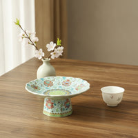 Ceramic Pedestal Plate Decorative Footed Dessert Plate Compact Ceramic Dessert Stand for Hosts, Afternoon Tea, Sideboard