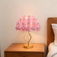 Rose Lamp Romantic Floral Table Lamp Gold-Tone Soft Glow for Girls, Bedroom, Nightstand