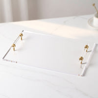 Vanity Tray with Handles Rectangular Acrylic Tray with Handles Sturdy for Entryway