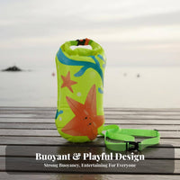 Double Design Swimming Safety Buoy Thickened Nylon Material Outdoor Water Swim Buoy Built-in Emergency Whistle for Triathletes, Lakes, Sea