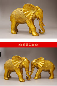 Brass Elephant Figurine Pair, Chinese Style, Indoor/Outdoor Decor