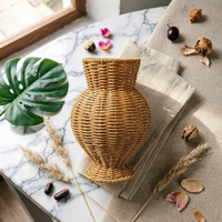 Rattan Vase Minimalist Wicker Flower Basket Artistic Weave for Tabletop
