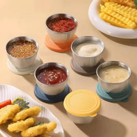 Bowl with Lid Portable Stainless Steel Sauce Cup Mini Size for Takeout