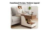 With casters Adjustable Height C-Table Multi-Functional Adjustable C-shaped frame Desk Hidden Storage Mobile mobile cart secureable Casters for telecommuting Workers, Students, Seniors, Living Room, Small Apartment, Bedroom, Home Office