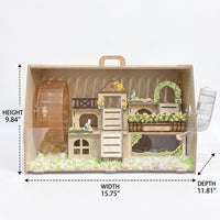 Large Hamster Cage Acrylic Hamster Villa with built-in Wheel, Wood and premium habitat with Openable Top for Syrian Hamsters and Gerbils