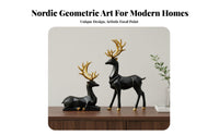 Housewarming Gift Origami Design Deer Ornament Golden Accents Nordic Elk Sculpture Minimalist for TV Stand, Living Room, Bookshelf