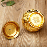 Painted Gold-Plated Alloy Buddhist Treasure Vase with Auspicious Symbols