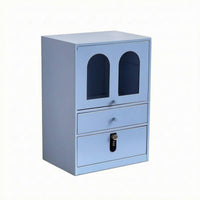 Tabletop Makeup Cabinet Arched Doors Lockable Desktop Cabinet