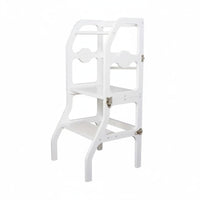 Folding Learning Stand Multifunction Convertible Step Stool Space Saving Wooden Little Helper Stool for Young Children, Kids, Washroom, Home