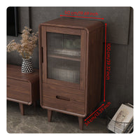 TV Stand and Coffee Table Set New Chinese Design Solid Wood Media Console Recessed Handles Walnut Color Living Room Set for Homeowners, Bedroom
