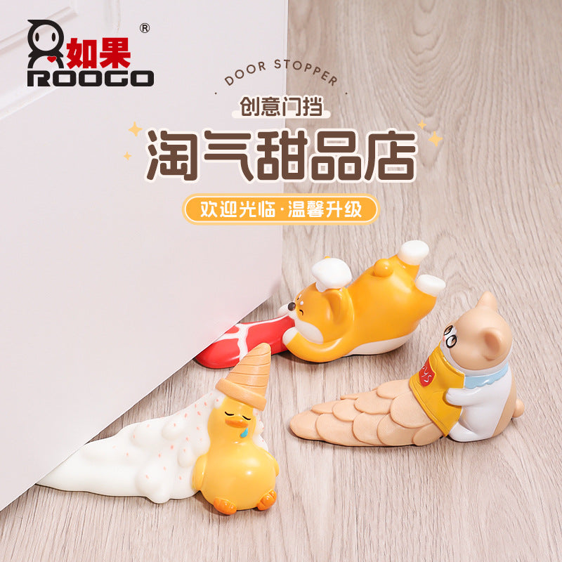 Creative Door Stopper Cartoon Goose Boss PVC Resin Home Silent Buffer Door Stop