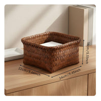 Rattan Design Storage Basket with Lid Stackable Design for Bedroom, Living Room