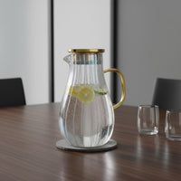 Easy to Clean Borosilicate Glass Carafe Large Capacity Ribbed Glass Pitcher for Home