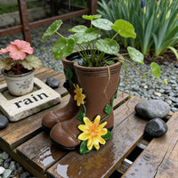 Rain Boot Planter Antique-Style Rain Boot Flower Pot Molded Details