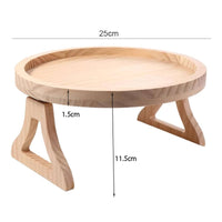 Round Wood Sofa Tray Multi-Purpose Home Accessory Polished Surface