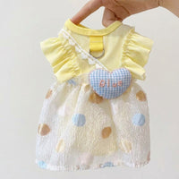 Dog Princess Dress with D-Ring Leash Attachment, Ruffled Dog Skirt for Small Dog Clothes, Imported Autumn Wear Cat Princess Dress Puppy Clothes