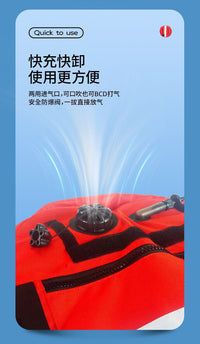Diving Buoy, Free Diving Signal Float, Rescue, Marine Surface Inflatable Positioning Buoy with Signal Flag