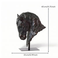 Horse Head Statue with Base Carved Bust Decorative for Mantel, Art Collectors