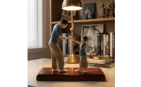 2 Pieces Resin Father and Son Figure Scene Hand-Painted Miniature Figures Fist-Bump Figure Set