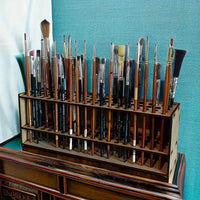 Detachable Wooden Brush Holder for 67 Brushes, Wall-Mounted