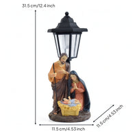 Solar Light with Nativity Scene Religious Holy Family Lantern for Pathway