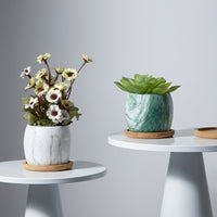 Plant Pots for a Modern Indoor Plant, Marble Pattern Ceramic Pots for Home Office Decor, Semi-Handmade Flower Pots, Unique Gift for Teacher