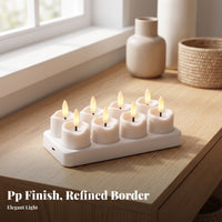 8 Pieces Rechargeable Tea Lights | Warm Yellow, Rechargeable Tea Lights with Charging Base, for Table Centerpieces