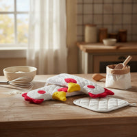 Cockerel Oven Mitts Quilted Cockerel Oven Gloves Non-Slip for Kitchen, Bakers