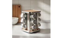 Rotating Seasoning Rack Wooden Accent Revolving Seasoning Rack Space Saving