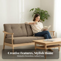 Wood Frame Fabric Armchair rustic Country design Lounge Chair Removable and cleanable Cover Designer Inspired for Adults, Office