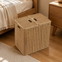 Rattan Storage Box with Lid Woven Storage Bin Handwoven for Bedroom Closet