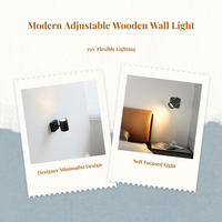 Modern Black Wood Wall Sconce, 350° Rotatable Spotlight